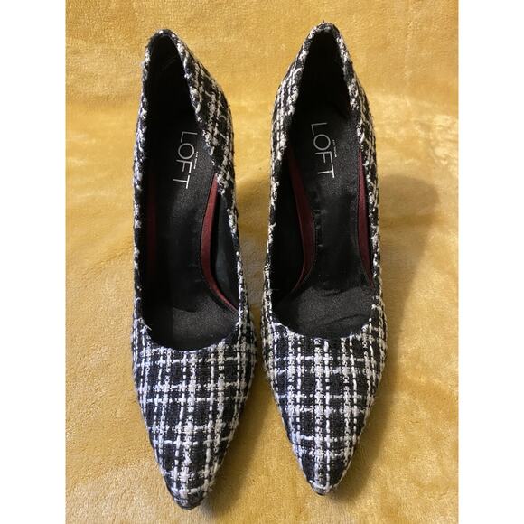 ANN TAYLOR Loft TWEED Black/white PUMPS 4” Heels SHOES SIZE 6M Classic NWOB - Picture 3 of 14